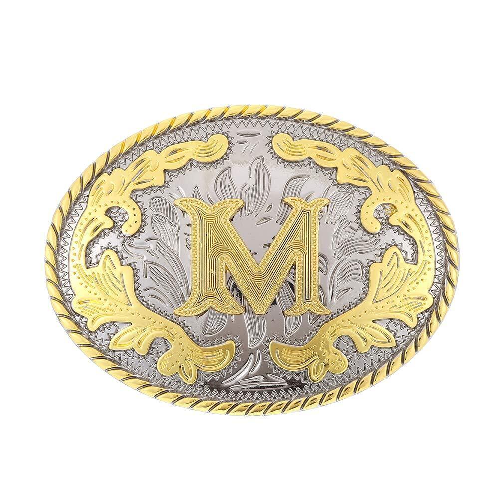 8271 Western Belt Buckle Initial Letters ABCDEFG to Y-Cowboy Rodeo Gold